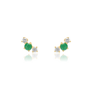 Pendientes realizados en oro amarillo de 18 quilates con esmeralda y diamantes. Joyería Pamplona