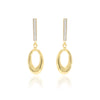 Pendientes largos caída circonitas con motivo oval oro amarillo