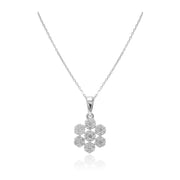 Collar de oro blanco de 18k con diamantes talla brillante en forma de flor