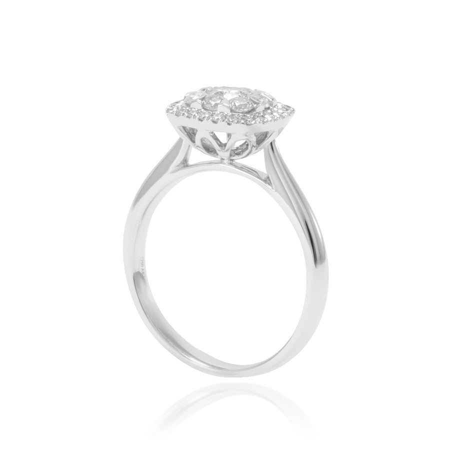 Anillo de oro blanco de 18k con diamantes talla brillante