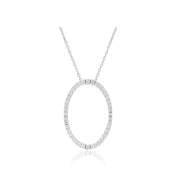 Collar de oro blanco de 18k hueco ovalado con diamantes