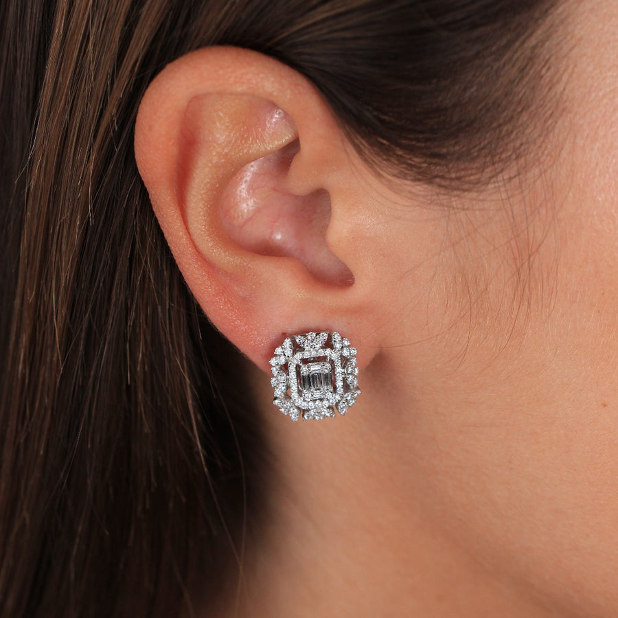 Pendientes de oro blanco de 18k con diamantes