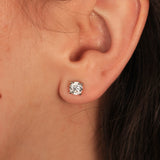 Pendientes de Platino 950 y Diamante Cuatro Garras