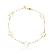 Pulsera fina de oro de 18k con estrellas