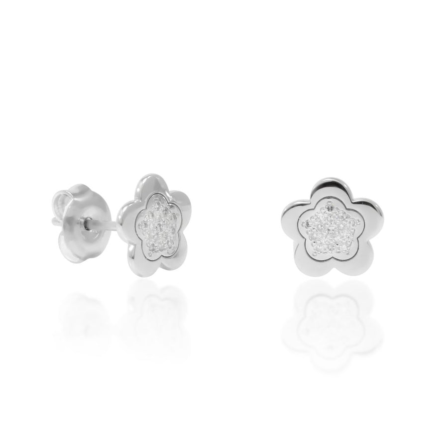 Pavé flower earrings