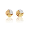 Pendientes en oro amarillo, blanco y rosa de 18 quilates, formando un nudo.
