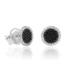 Pendientes en oro amarillo u oro blanco de 18 quilates con pavé de circonitas negras y orla de circonitas blancas. 