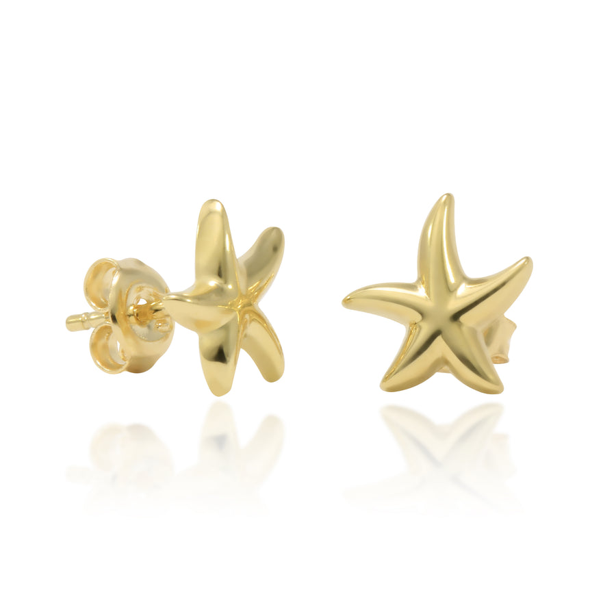 Pendientes en oro amarillo de 18 quilates con forma estrella.