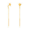 Pendientes de oro amarillo 18 quilates con una estrella a la altura del lóbulo y una caída trasera. 