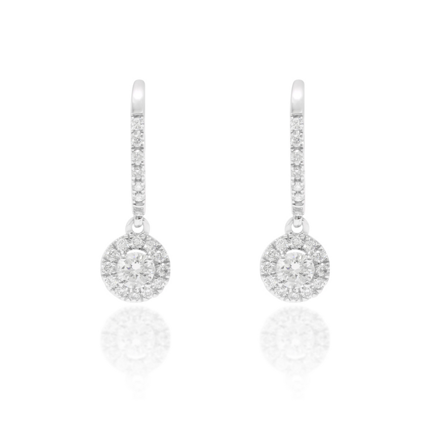 Pendientes colgante oro blanco con diamantes
